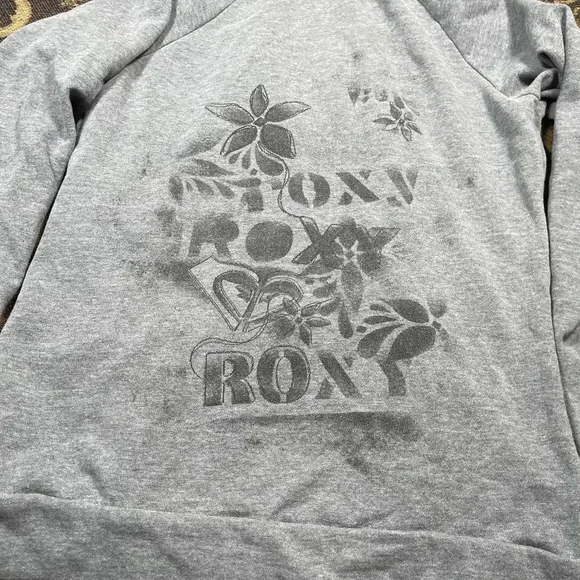 Vtg Y2K Roxy Bohemian Gray Pullover Sweater Womens Size Large Floral - Picture 2 of 8